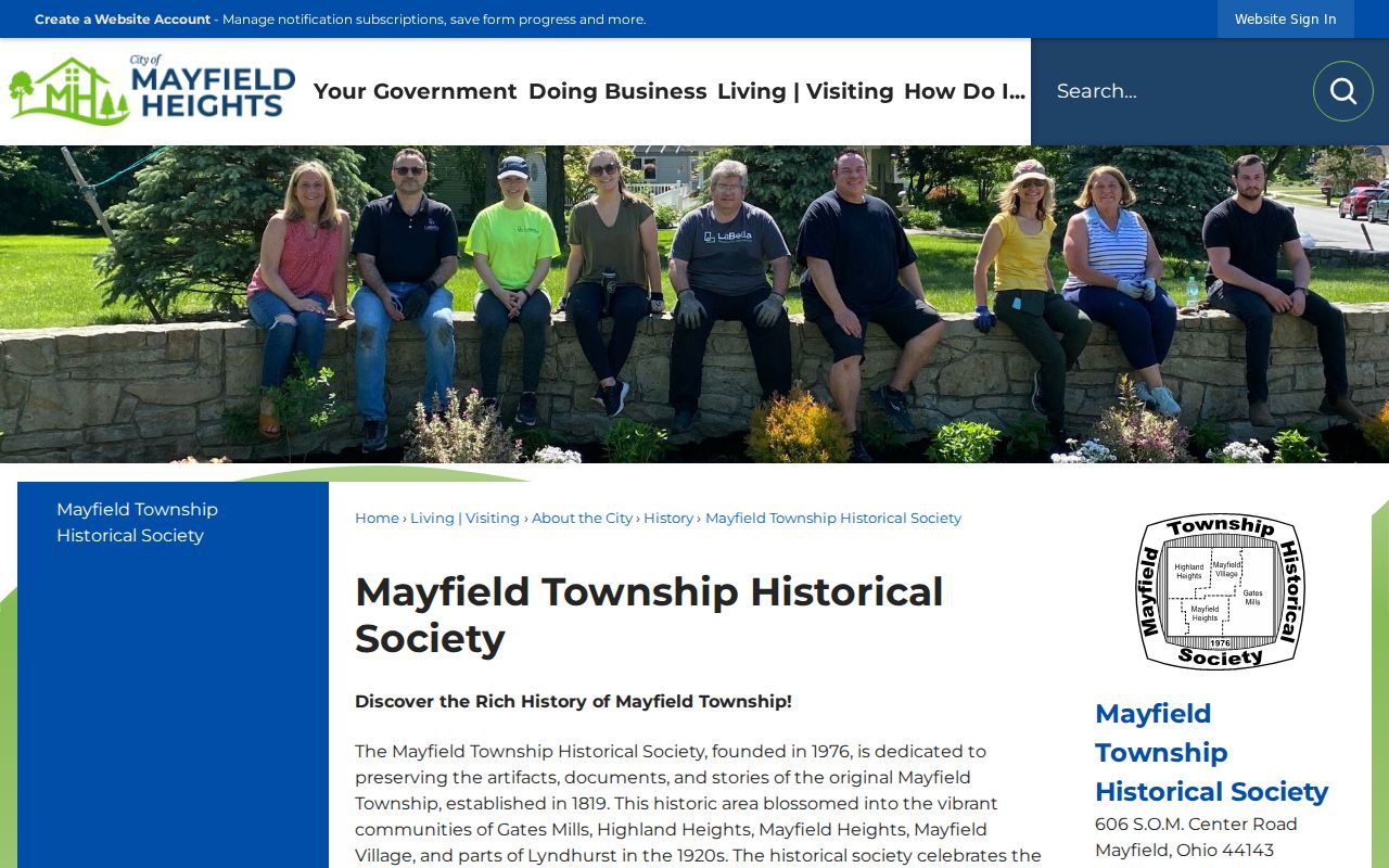 Mayfield Heights historical directory township research at the Mayfield Township Historical Society