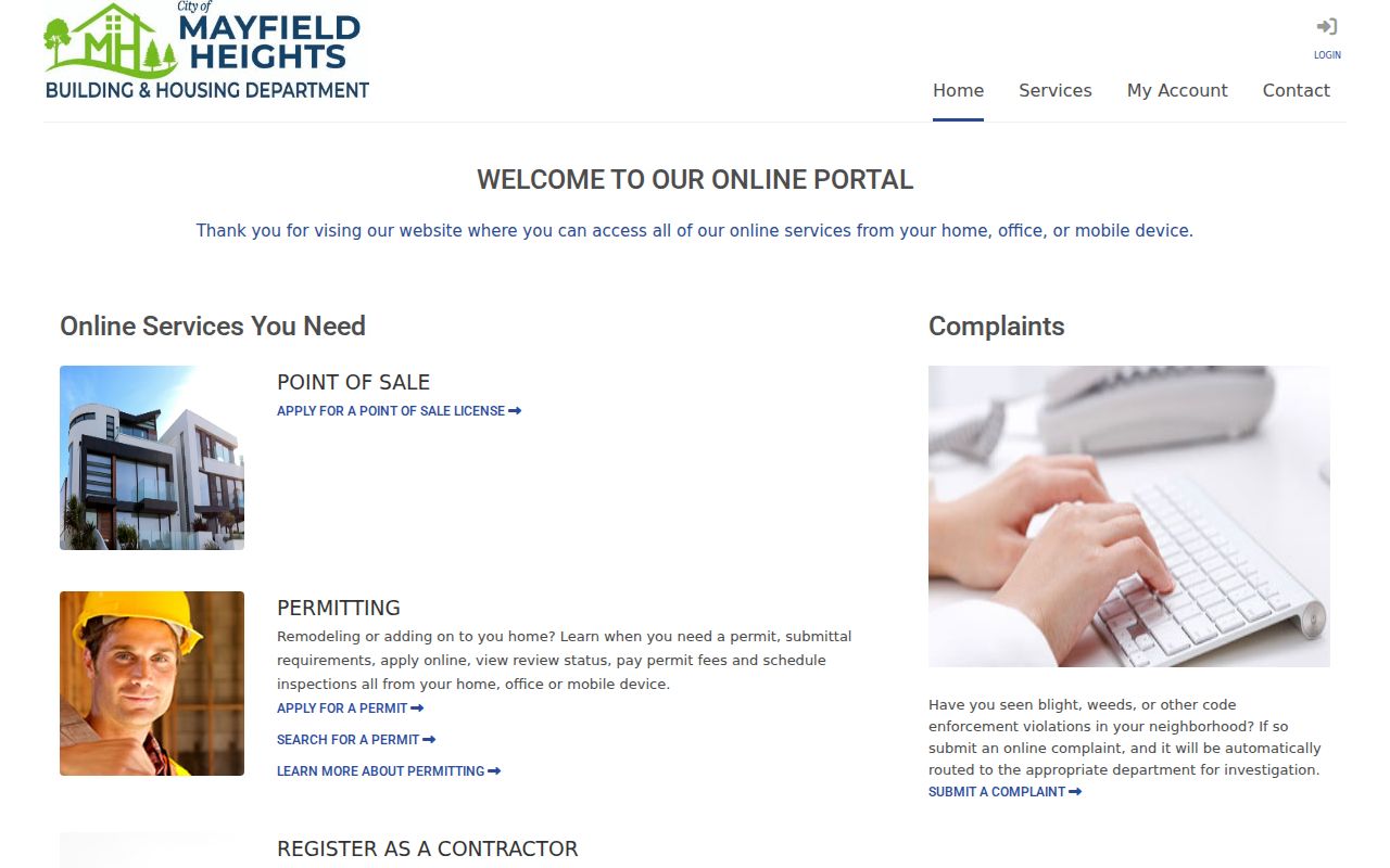 Mayfield Heights street directory Citizenserve permit portal